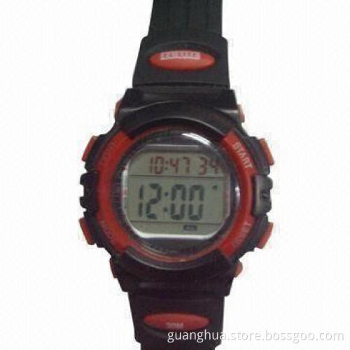 Timer watch with stopwatch, EI back-light and dual time display function